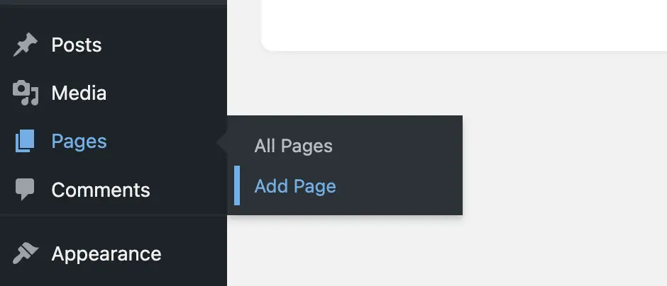 Add a new page in WordPress website